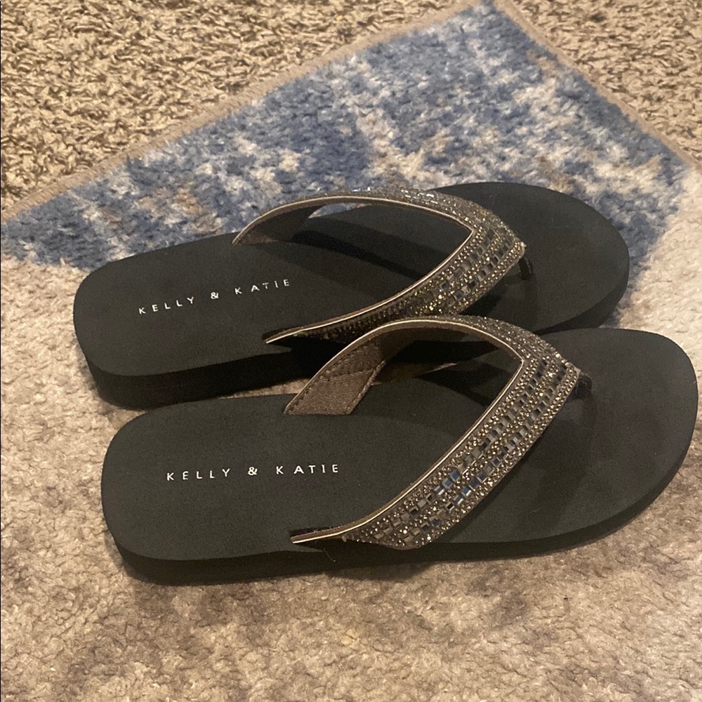 Kelly & Katie Black Rhinestone Sandals